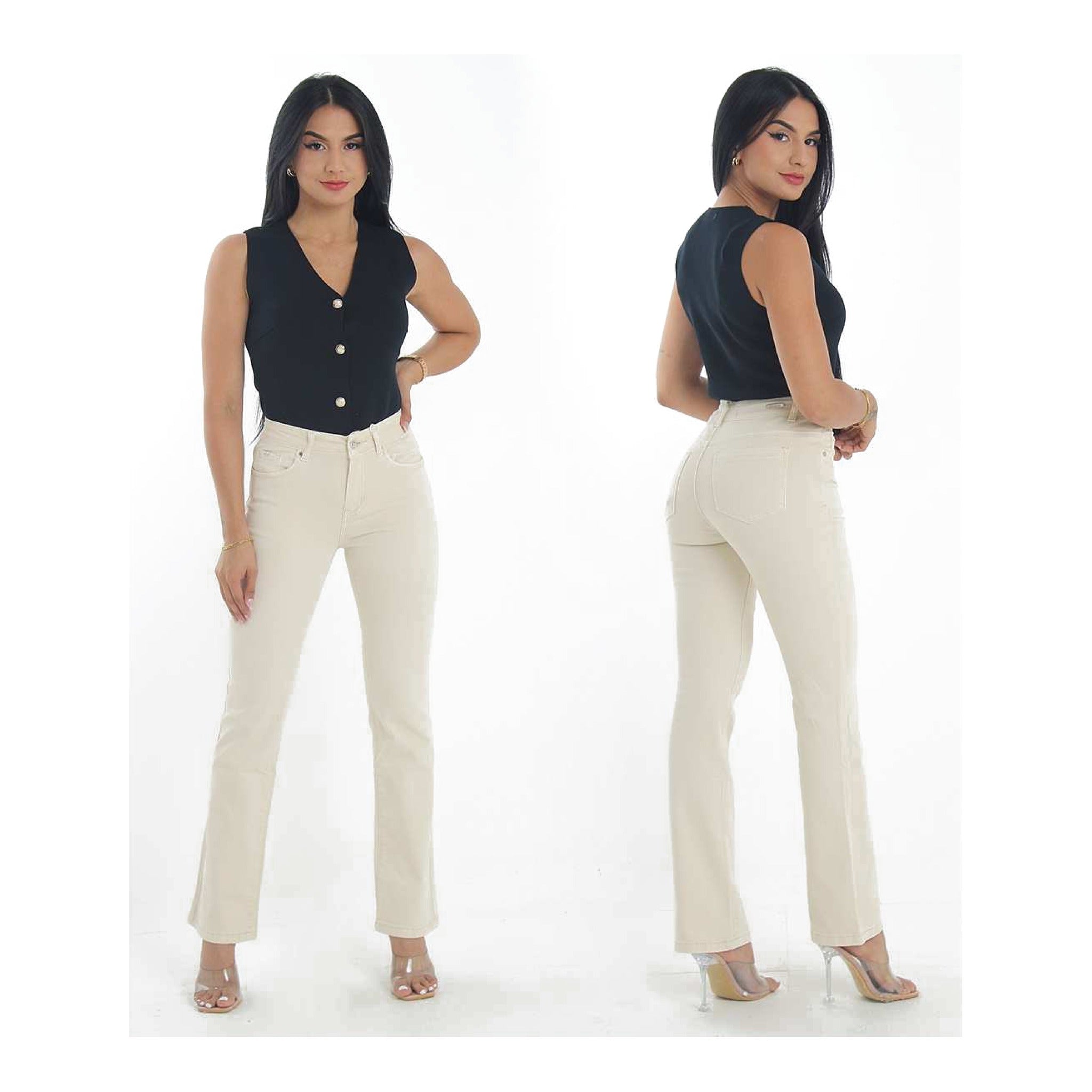 JEANS TIRO ALTO BEIGE